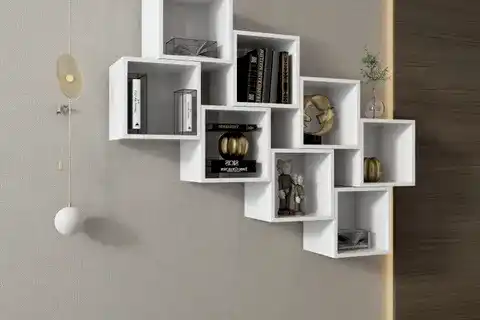 PUZZLE MODÜLER ZİGZAG KİTAPLIKLI RAF