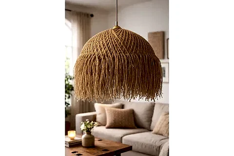 BOHEM HANDMADE TEKLİ SARKIT AVİZE, JÜT NATİVA