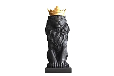 ASLAN KRAL OBJE SİYAH GOLD TAÇLI