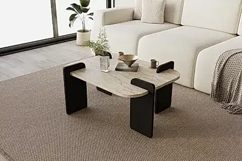 AFROLLİ DEKORATİF MERMER DESEN ORTA SEHPA, SİYAH