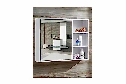 MİNES 3 RAFLI AYNALI BANYO ÜST DOLABI, BEYAZ