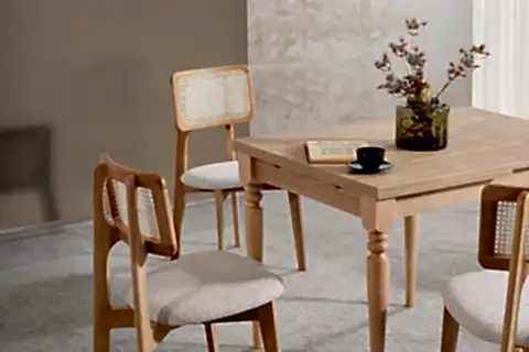 NATURA ÇİZİLMEZ AÇILIR MASA TAKIMI,MEŞE 70X80