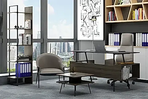 LAGOMOOD İRONY POLY OFİS TAKIMI, ANTRASİT CEVİZ