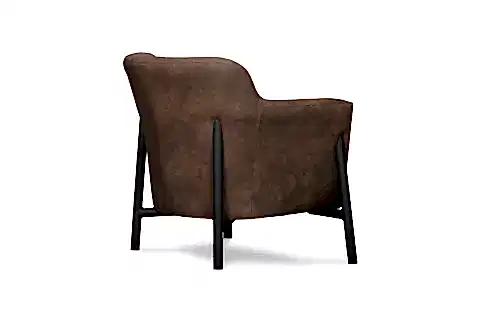 ALURE SUNİ DERİLİ SİYAH METAL AYAKLI TEKLİ KANEPE, KAHVE